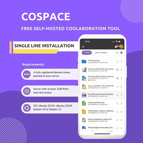 Cospace file screen_installation